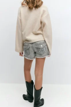 Gina Tricot Y chunky embroidery shorts |Grå Outlet