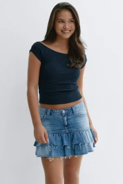 Gina Tricot Y denimdoll frill skirt Blå Best