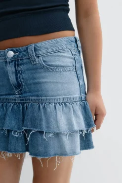 Gina Tricot Y denimdoll frill skirt Blå Best