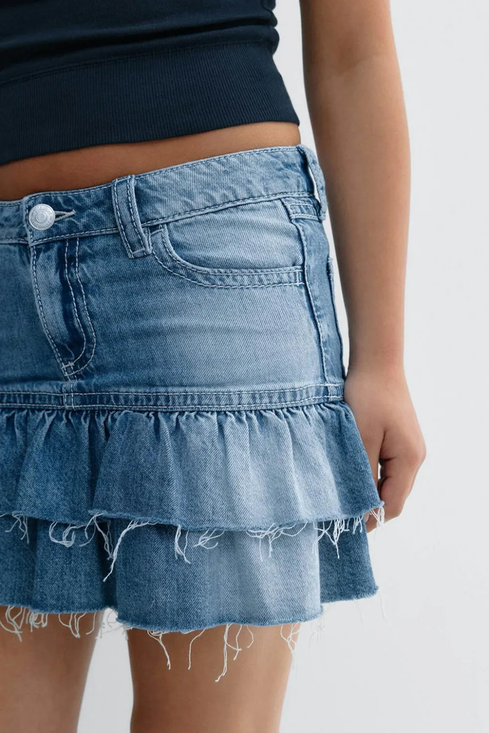 Gina Tricot Y denimdoll frill skirt Blå Best