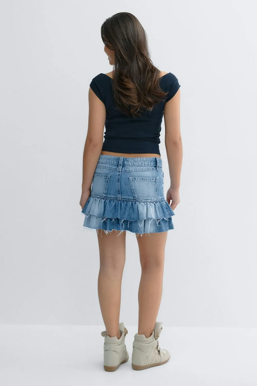 Gina Tricot Y denimdoll frill skirt Blå Best
