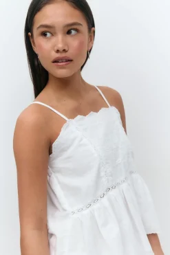 Gina Tricot Y embroidery singlet Hvit Hot