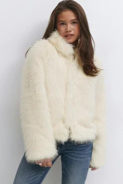 Gina Tricot Y faux fur hood jacket Beige Discount