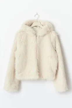 Gina Tricot Y faux fur hood jacket Beige Discount