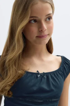 Gina Tricot Y fitted lace top Blå Clearance