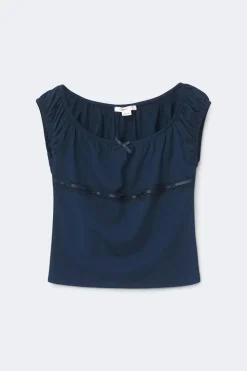 Gina Tricot Y fitted lace top Blå Clearance