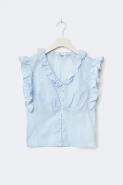 Gina Tricot Y fitted short sleeve top Blå Hot