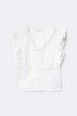 Gina Tricot Y fitted short sleeve top Hvit Outlet