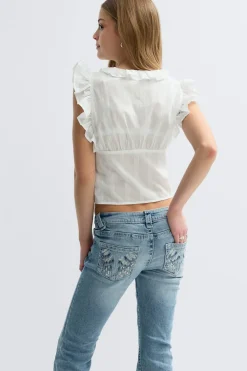Gina Tricot Y fitted short sleeve top Hvit Outlet