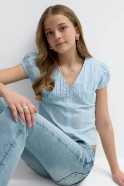 Gina Tricot Y fitted short sleeve top Blå Sale