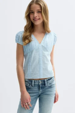 Gina Tricot Y fitted short sleeve top Blå Sale