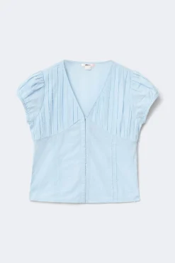 Gina Tricot Y fitted short sleeve top Blå Sale