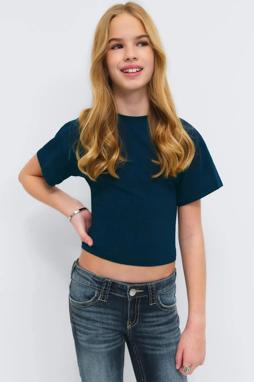 Gina Tricot Y fitted tee Blå Online