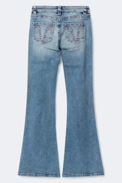 Gina Tricot Y for real mid waist jeans Blå Discount