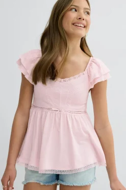 Gina Tricot Y frill detail top Rosa New
