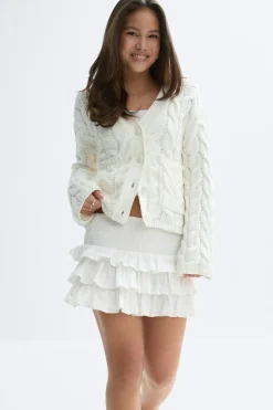 Gina Tricot Y frill skirt Hvit New