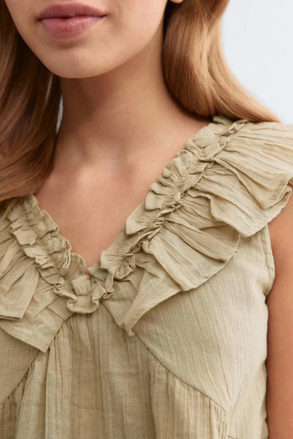 Gina Tricot Y frill top Grønn Clearance