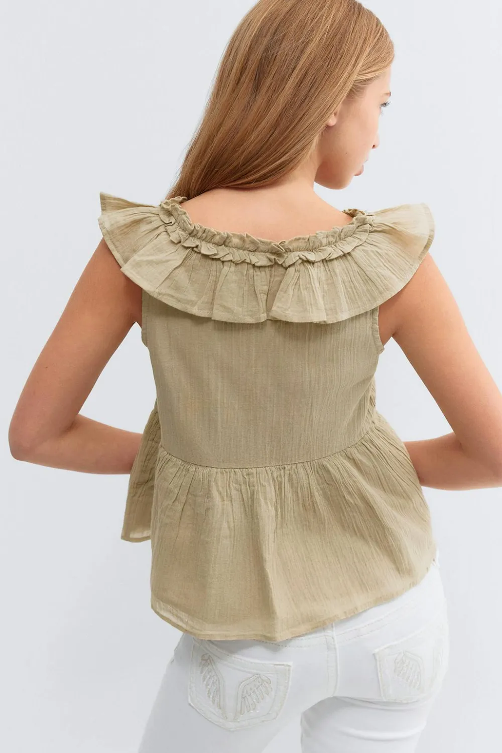 Gina Tricot Y frill top Grønn Clearance