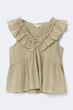 Gina Tricot Y frill top Grønn Clearance