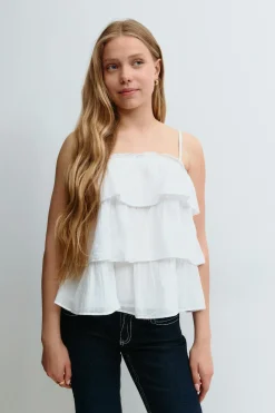 Gina Tricot Y frill top Hvit