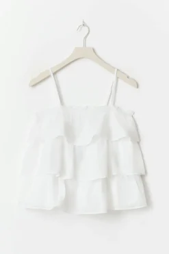 Gina Tricot Y frill top Hvit