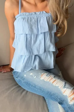 Gina Tricot Y frill top Blå Clearance