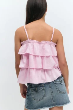 Gina Tricot Y frill top Rosa