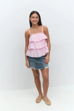 Gina Tricot Y frill top Rosa