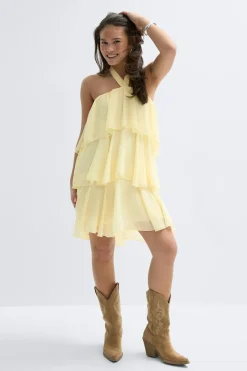 Gina Tricot Y halterneck dress Gul Sale
