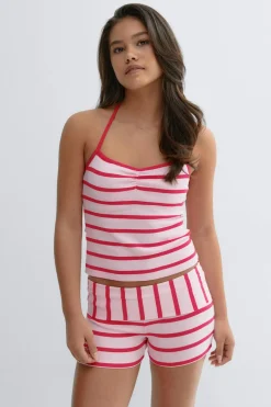 Gina Tricot Y halterneck singlet Rosa New
