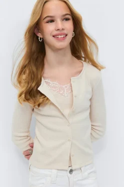 Gina Tricot Y 2 in 1 lace rib cardigan Hvit Best