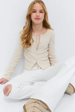 Gina Tricot Y 2 in 1 lace rib cardigan Hvit Best