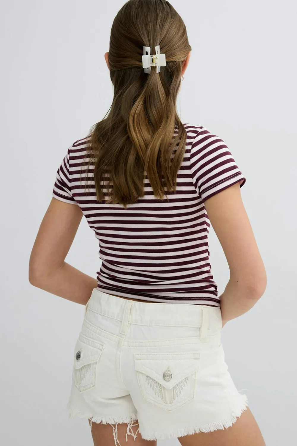Gina Tricot Y jeanique low denim shorts |Hvit Clearance
