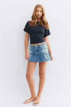 Gina Tricot Y jeanova frill denim skirt Blå Discount