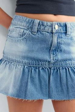 Gina Tricot Y jeanova frill denim skirt Blå Discount