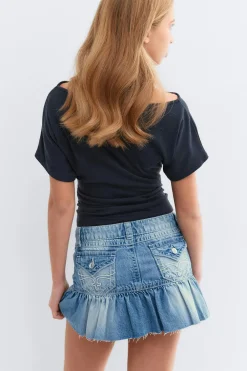 Gina Tricot Y jeanova frill denim skirt Blå Discount