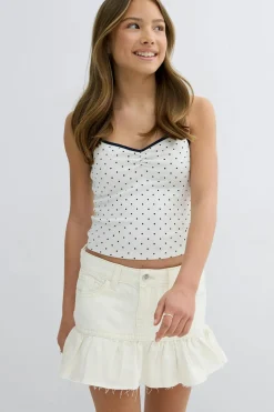 Gina Tricot Y jeanova frill denim skirt Hvit Outlet