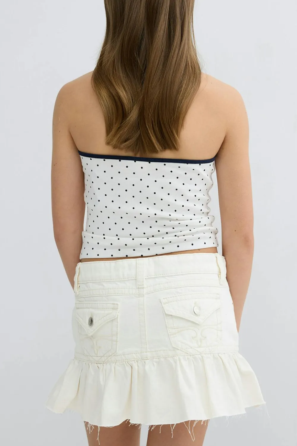 Gina Tricot Y jeanova frill denim skirt Hvit Outlet
