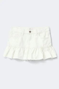 Gina Tricot Y jeanova frill denim skirt Hvit Outlet