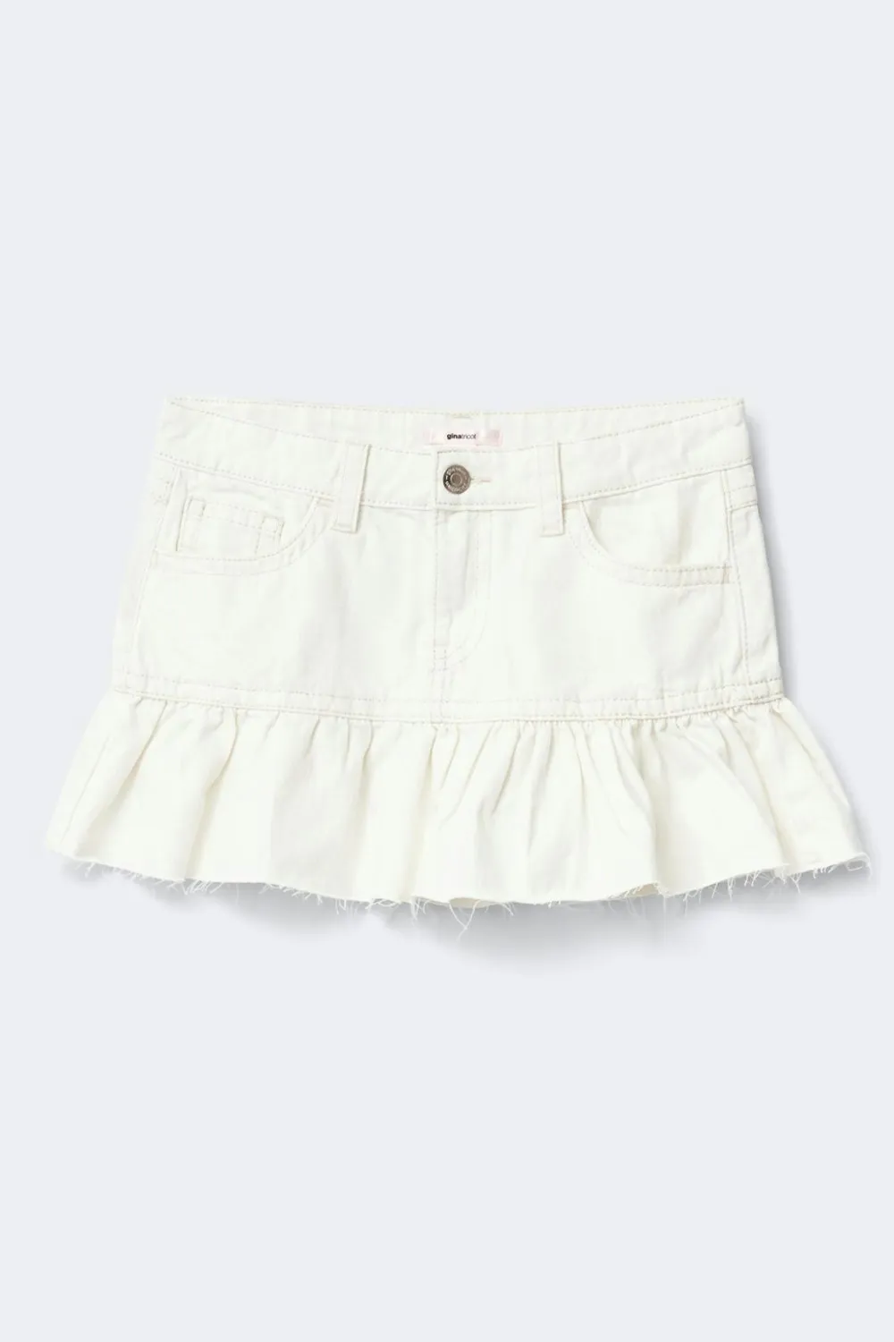 Gina Tricot Y jeanova frill denim skirt Hvit Outlet
