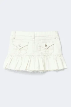 Gina Tricot Y jeanova frill denim skirt Hvit Outlet