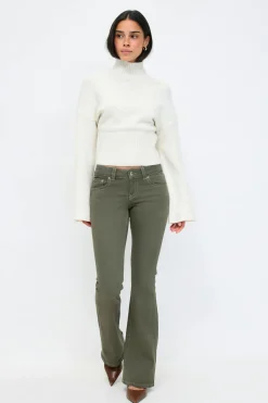 Gina Tricot Y2k low bootcut jeans Grønn Outlet