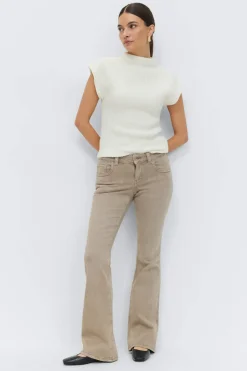 Gina Tricot Y2k low bootcut jeans Beige New