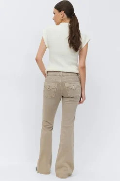 Gina Tricot Y2k low bootcut jeans Beige New