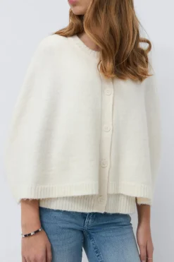 Gina Tricot Y knitted cape cardigan Hvit Clearance