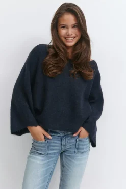 Gina Tricot Y knitted poncho sweater Blå Best