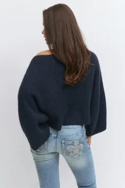 Gina Tricot Y knitted poncho sweater Blå Best