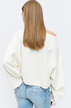 Gina Tricot Y knitted poncho top Hvit