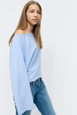 Gina Tricot Y knitted poncho top Blå Outlet