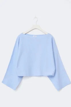 Gina Tricot Y knitted poncho top Blå Outlet